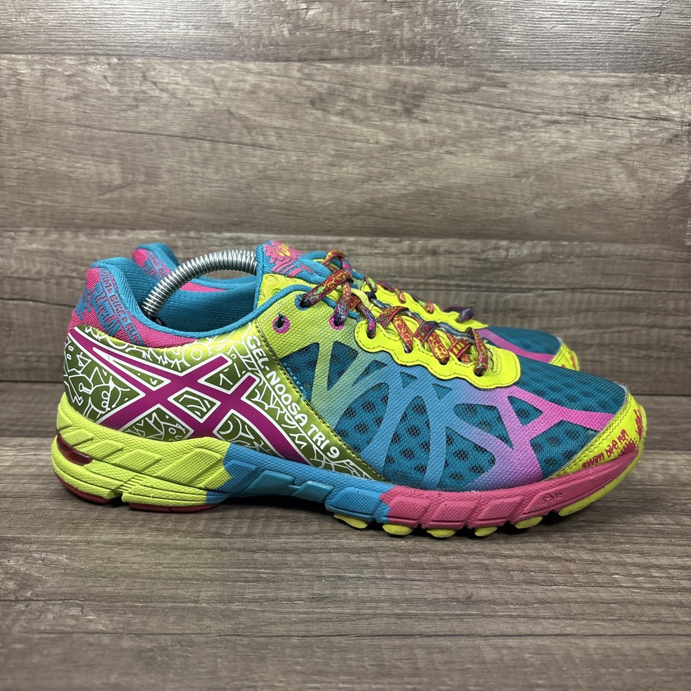Asics Gel-Noosa Tri 9 Green Pink Yellow Womens US Size 8 T458N Running Shoes